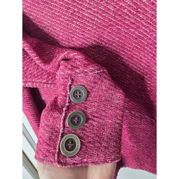 Soft Surroundings Sweater PL Red Cowl Neck Textured Knit Buttons Lagenlook Boho - Picture 10 of 13